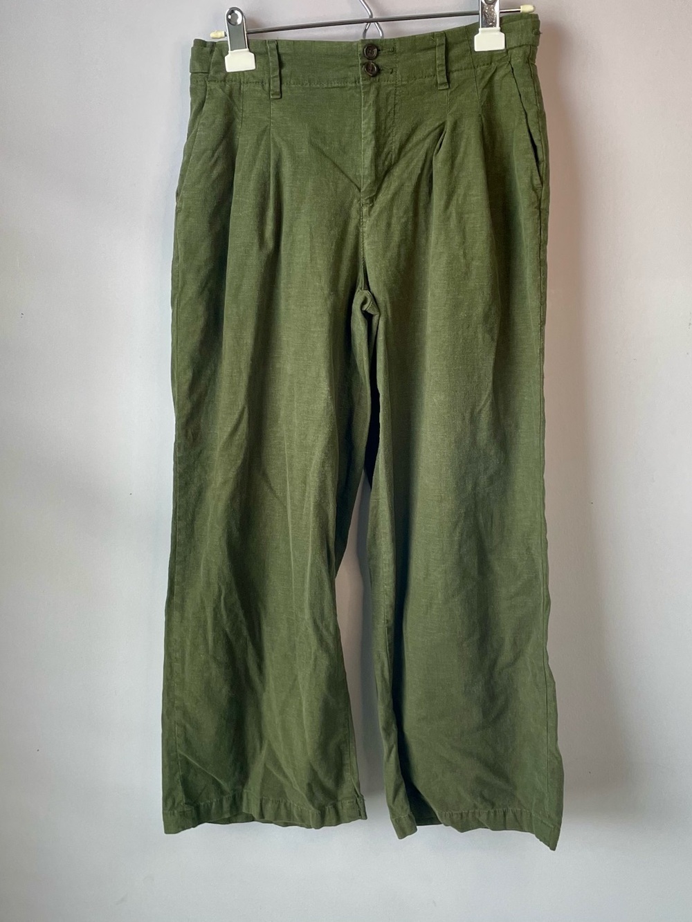American Eagle Olive Green Wide-Leg Casual Linen Pants Women’s Sz 0 Short